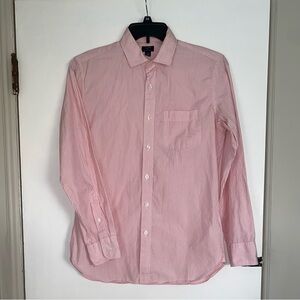 J.Crew Dress Shirt Mens Sz 15-15.5 Pink Pin-Striped Thompson Premium Shirting
